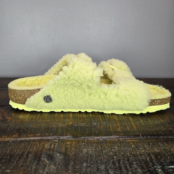 Birkenstock Arizona Shearling Womens 6 EU 37 Narrow Sandals Yellow Brown - Picture 8 of 10
